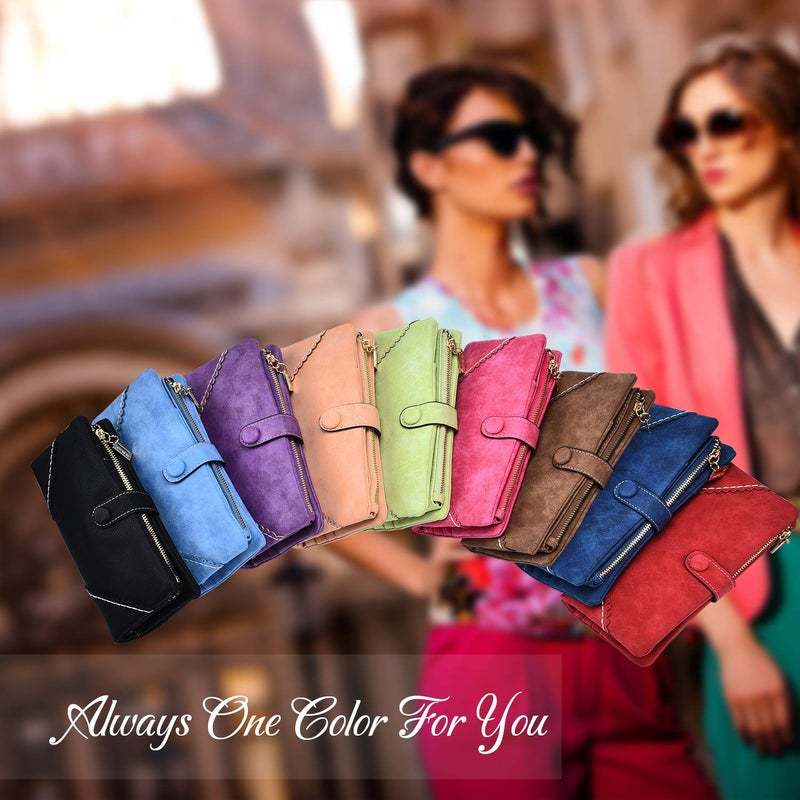 Bird&Fish Women Vegan Leather Wallet Bifold Clutch Large Capacity Card Organizer Buckle Long Purse for Girls Candy Color (Purple) â€¦ - Image 4